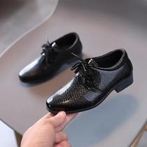 Sapatos De Couro Preto Com Cadarço Para Meninos, Para Crianças, Festa, Casamento, Escola,