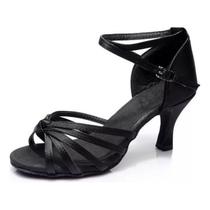 Sapatos de dança com salto de seda de cetim latino para mulheres Sapatos de dança com salto de seda de cetim latino para mulheres