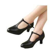 Sapatos De Dança Femininos Com Salto Ajustável T-Strap 2'' Para Dança De Salão, Latin, Salsa E Tango