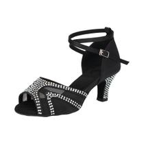 Sapatos De Dança Femininos Com Strass, Salto Médio, Para Festas, Dança De Salão, Latin, Tango,