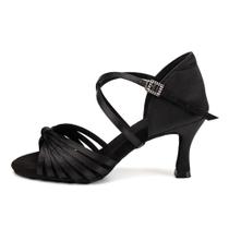 Sapatos de dança latina VCIXXVCE femininos pretos com salto de 7,5 cm e sola de camurça Sapatos de dança latina VCIXXVCE femininos pretos com salto de 7,5 cm e sola de camurça