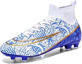 Sapatos de futebol para jovens, futebol juvenil, pontas longas, couro e borracha