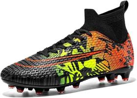 Sapatos de futebol para jovens, futebol juvenil, pontas longas, couro e borracha