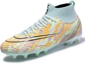 Sapatos de futebol para jovens, futebol juvenil, pontas longas, couro e borracha Sapatos de futebol para jovens, futebol juvenil, pontas longas, couro e borracha