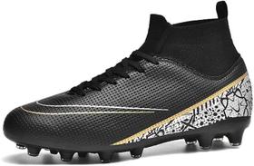 Sapatos de futebol para jovens, futebol juvenil, pontas longas, couro e borracha