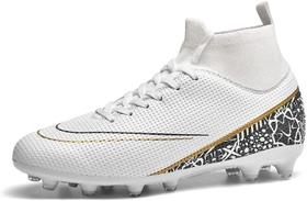 Sapatos de futebol para jovens, futebol juvenil, pontas longas, couro e borracha