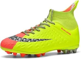 Sapatos de futebol para jovens, futebol juvenil, pontas longas, couro e borracha