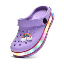 Sapatos de jardim LED para crianças Clogs XPKWS, sandálias iluminadas, roxas