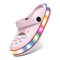 Sapatos de jardim XPKWS Kids Clogs, sandálias LED Light Up, 25, rosa claro Sapatos de jardim XPKWS Kids Clogs, sandálias LED Light Up, 25, rosa claro