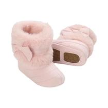 Sapatos De Pelúcia De Inverno Para Bebês De 0 a 18 Meses, Botas De Algodão Com Nó De Borboleta, Sola