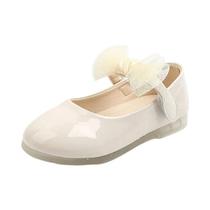 Sapatos De Performance Em Couro Preto Para Meninas Com Laço Em Malha Versátil Brilhante 2024