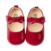 Sapatos De Princesa Com Laço Para Bebês Meninas, Solado Macio Antiderrapante Em PU, Primeiros Passos Sapatos De Princesa Com Laço Para Bebês Meninas, Solado Macio Antiderrapante Em PU, Primeiros Passos