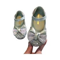 Sapatos de Princesa com Strass para Meninas - Couro, para Festa e Dança