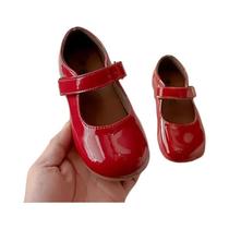 Sapatos De Princesa Em Couro PU Vermelho Para Meninas, Mocassins Planos Para a Escola Na Primavera E