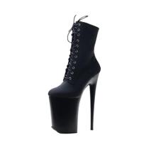 Sapatos de Salto Alto Extremo 23cm para Pole Dance - Bota de Renda com Cadarço Sapatos de Salto Alto Extremo 23cm para Pole Dance - Bota de Renda com Cadarço