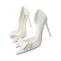 Sapatos De Salto Alto Femininos Com Laço Fofo 75cm 10cm, Sapatos Coreanos Amarelos E Azuis Para