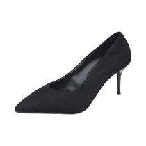 Sapatos De Salto Alto Pretos Para Mulheres Primavera Outono Bico Fino Boca Rasa Sexy Temperamento Sapatos De Salto Alto Pretos Para Mulheres Primavera Outono Bico Fino Boca Rasa Sexy Temperamento