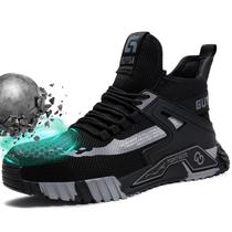 Sapatos de segurança de trabalho com biqueira de aço GUYISASH para homens de corte médio Sapatos de segurança de trabalho com biqueira de aço GUYISASH para homens de corte médio