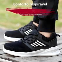 Sapatos De Segurança Masculinos Leves E Indestrutíveis Com Biqueira De Aço Pretos Tênis De Trabalho