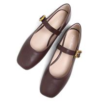 Sapatos Dear Time Mary Jane Flats Brown PU Leather Tamanho 39
