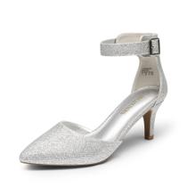 Sapatos DREAM PAIRS Lowpointed Prata com Glitter Tamanho 38