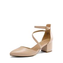 Sapatos DREAM PAIRS Scarpins Femininos Salto Grosso Baixo Tamanho 10 Nude Sapatos DREAM PAIRS Scarpins Femininos Salto Grosso Baixo Tamanho 10 Nude