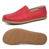Sapatos femininos benassal, vestido descalço, mocassins confortáveis, vermelhos
