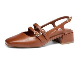 Sapatos femininos Coutgo Mary Jane Chunky de salto baixo Tawny Brown Sapatos femininos Coutgo Mary Jane Chunky de salto baixo Tawny Brown