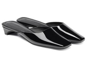Sapatos femininos Coutgo Mules, salto baixo para gatinhos, preto, cetim Sapatos femininos Coutgo Mules, salto baixo para gatinhos, preto, cetim