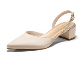 Sapatos femininos Coutgo, salto baixo e grosso, estilingue, bico pontudo Sapatos femininos Coutgo, salto baixo e grosso, estilingue, bico pontudo