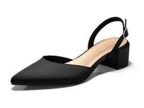 Sapatos femininos Coutgo, salto baixo e grosso, estilingue, preto, tamanho 6,5 Sapatos femininos Coutgo, salto baixo e grosso, estilingue, preto, tamanho 6,5