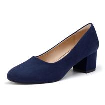 Sapatos femininos de camurça azul marinho IDIFU, salto baixo de 5,5 cm