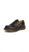 Sapatos femininos Dr. Martens 8065 Mary Jane pretos de couro liso