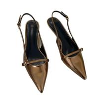 Sapatos Femininos Elegantes De Salto Baixo Com Bico Fino E Tira Traseira Para O Verão - Moda Sexy