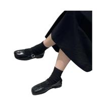 Sapatos Femininos Estilo Japonês Mary Janes De Couro Com Bico Dividido, Botas Planas, Tabi Ninja