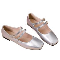 Sapatos femininos LUXINYU Mary Jane Silver em couro envernizado tamanho 38