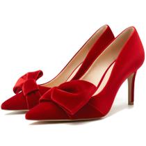 Sapatos femininos Moloershow, salto alto, bico fechado, 8 cm de altura, vermelhos