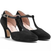 Sapatos femininos MOOMMO Mary Jane Pumps Kitten Heel Black Suede