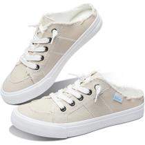 Sapatos femininos Obtaom Canvas Mules Memory Foam Clipper bege US8 Sapatos femininos Obtaom Canvas Mules Memory Foam Clipper bege US8
