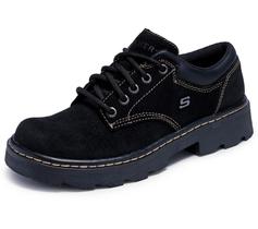 Sapatos femininos Skechers Parties-Mate Oxford de couro preto 7M