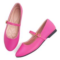 Sapatos femininos Stunner Mary Jane Flats de couro rosa vermelho 42 (9,5)