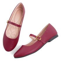 Sapatos femininos Stunner Mary Jane Flats de couro vermelho vinho 42 (9,5)