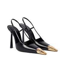 Sapatos femininos THESHY, estilingue, salto alto, couro, preto Sapatos femininos THESHY, estilingue, salto alto, couro, preto