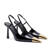 Sapatos femininos THESHY Slingback, salto alto, estilete de couro
