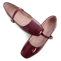Sapatos femininos WENJIAZHIZHI Mary Jane Flats, cor de vinho, tamanho 9,5