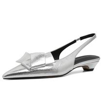 Sapatos femininos Yremael Kitten Heels Silver Pumps Slingback Sapatos femininos Yremael Kitten Heels Silver Pumps Slingback