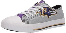 Sapatos FOCO Baltimore Ravens NFL Glitter Low Top para mulheres Sapatos FOCO Baltimore Ravens NFL Glitter Low Top para mulheres