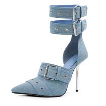 Sapatos GPXGPX femininos de bico fino, sapatos de salto jeans, tamanho 9,5