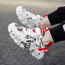 Sapatos Graffiti de couro para homens e mulheres, calçados casuais esportivos, inverno