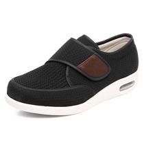 Sapatos GSFY Diabetic Edema para homens com fecho ajustável preto